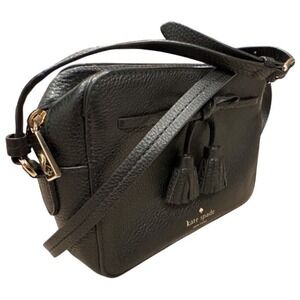 Kate Spade‎ Hayes Street Crossbody Tassel Bow Black Cow  Leather 6x8x3" EUC